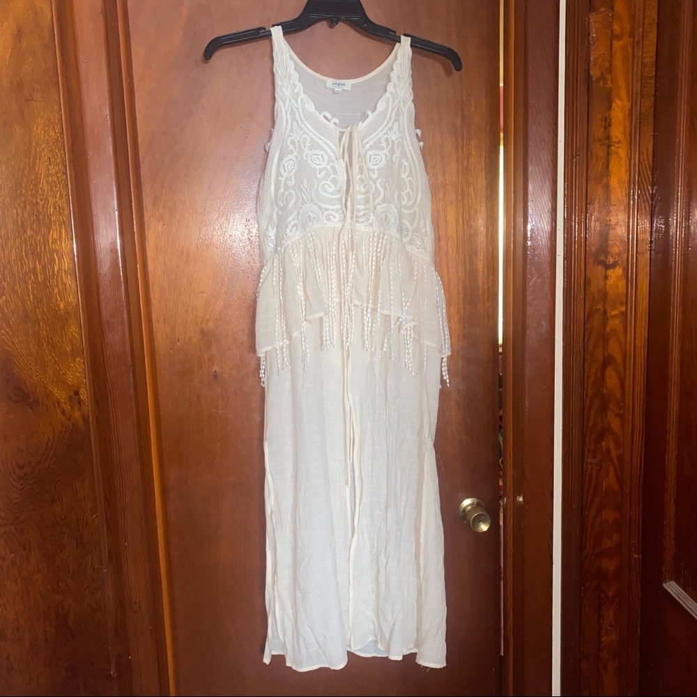 *donated* Umgee Boho Cream Tassle Tie Sheer Coverup